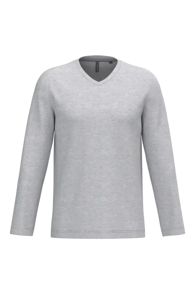 PS_K358_ASHHEATHER - Hidalgo-werbeartikel T-shirt V-hals lange mouwen — productfoto 8