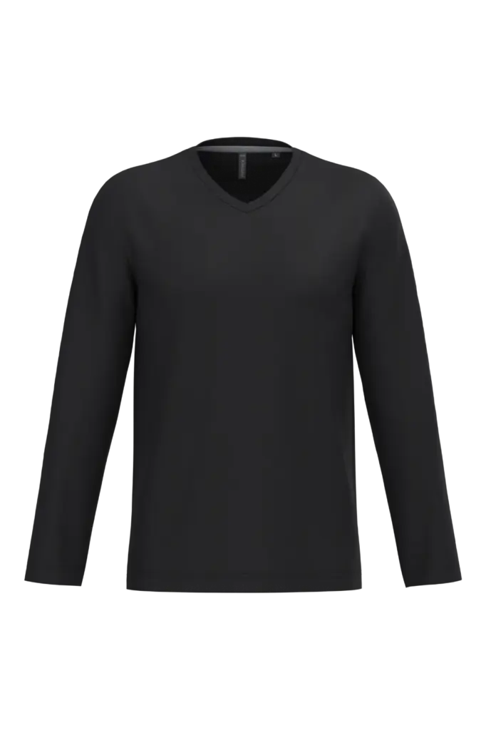 PS_K358_BLACK - Hidalgo-werbeartikel T-shirt V-hals lange mouwen — productfoto 11