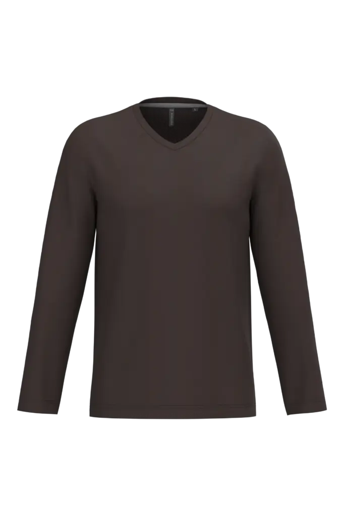 PS_K358_CHOCOLATE - Hidalgo-werbeartikel T-shirt V-hals lange mouwen — productfoto 14