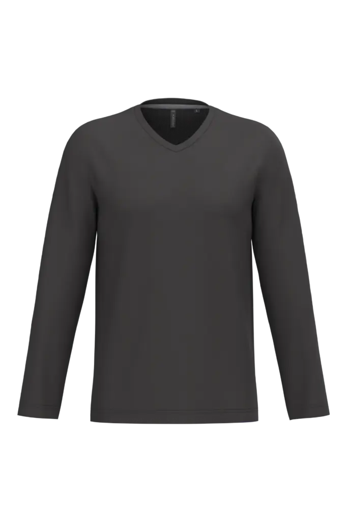 PS_K358_DARKGREY - Hidalgo-werbeartikel T-shirt V-hals lange mouwen — productfoto 17