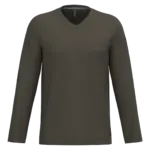 PS_K358_DARKKHAKI - Hidalgo-werbeartikel T-shirt V-hals lange mouwen — productfoto 20