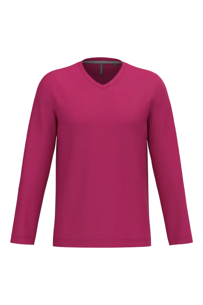PS_K358_FUCHSIA - Hidalgo-werbeartikel T-shirt V-hals lange mouwen — productfoto 26
