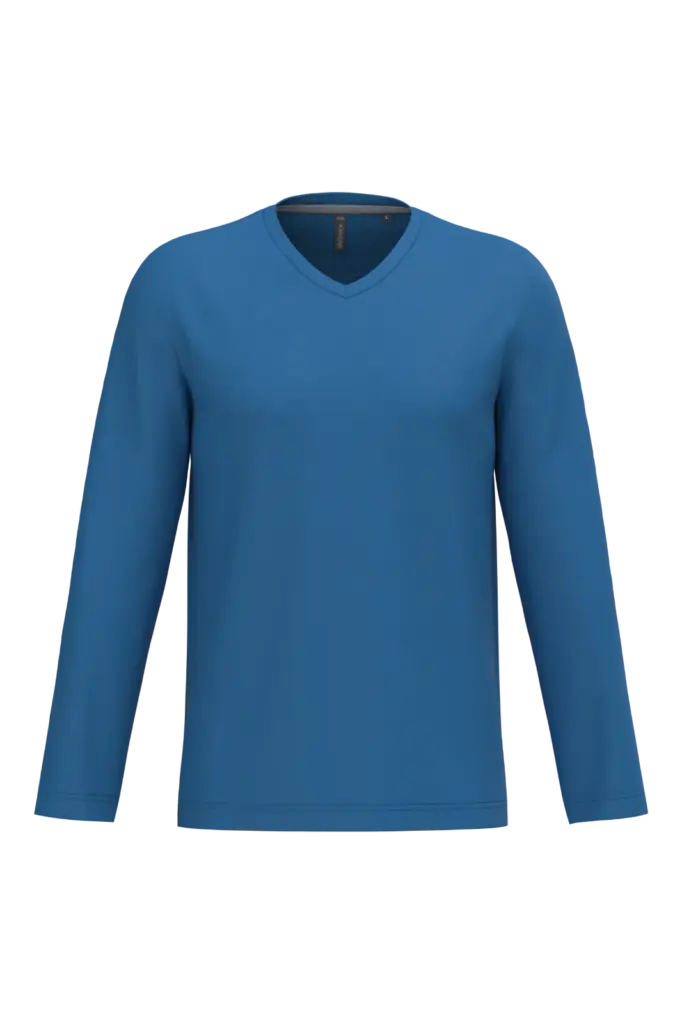 PS_K358_LIGHTROYALBLUE - Hidalgo-werbeartikel T-shirt V-hals lange mouwen — productfoto 32