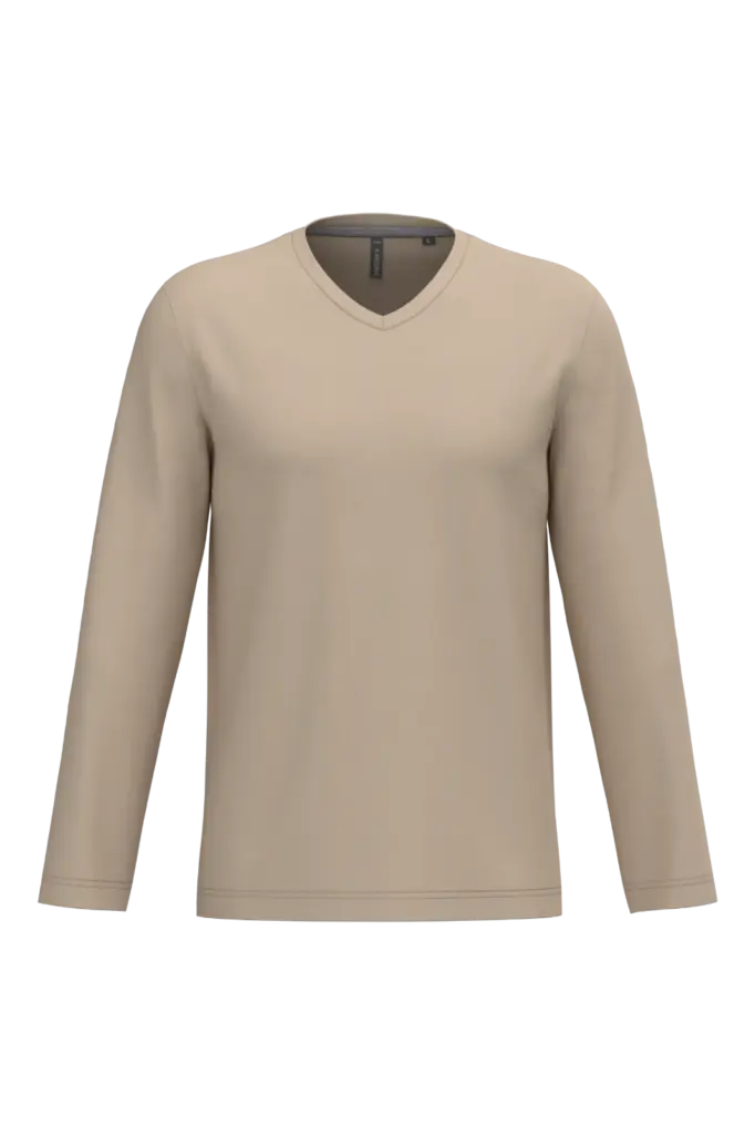 PS_K358_LIGHTSAND - Hidalgo-werbeartikel T-shirt V-hals lange mouwen — productfoto 35