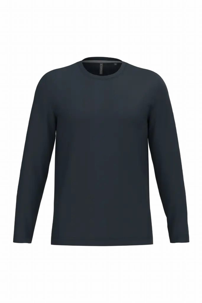 PS_K359_NAVY - Hidalgo Langarmshirt bedrucken K359 Rundhals Baumwolle S-4XL — Produktfoto 43