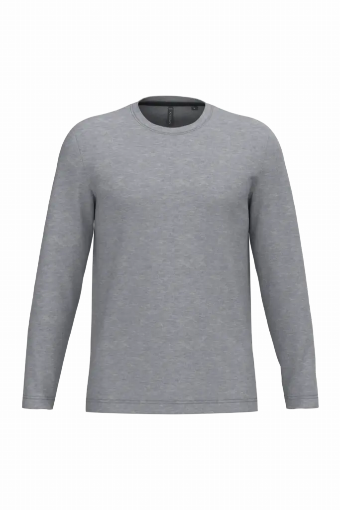PS_K359_OXFORDGREY - Hidalgo Langarmshirt bedrucken K359 Rundhals Baumwolle S-4XL — Produktfoto 45