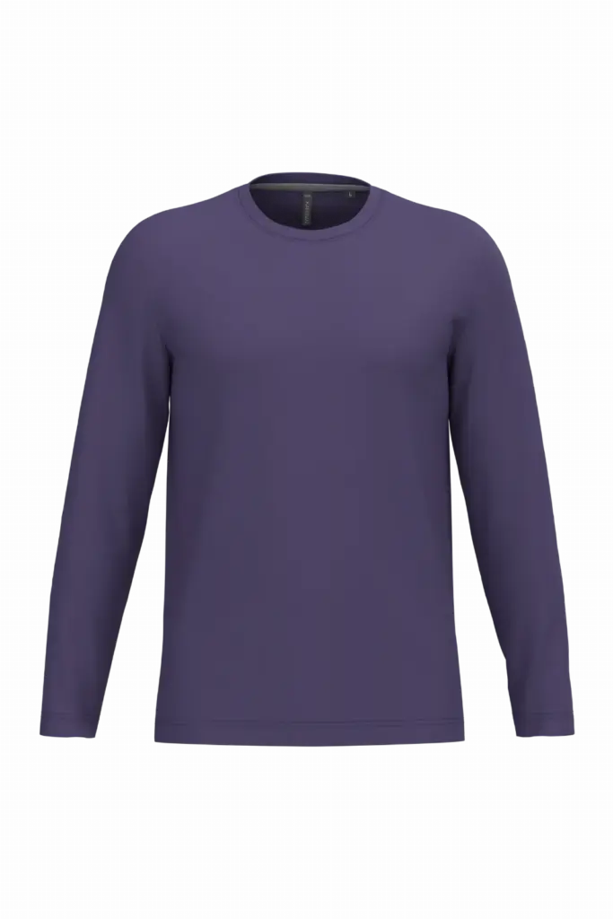 PS_K359_PURPLE - Hidalgo Langarmshirt bedrucken K359 Rundhals Baumwolle S-4XL — Produktfoto 46