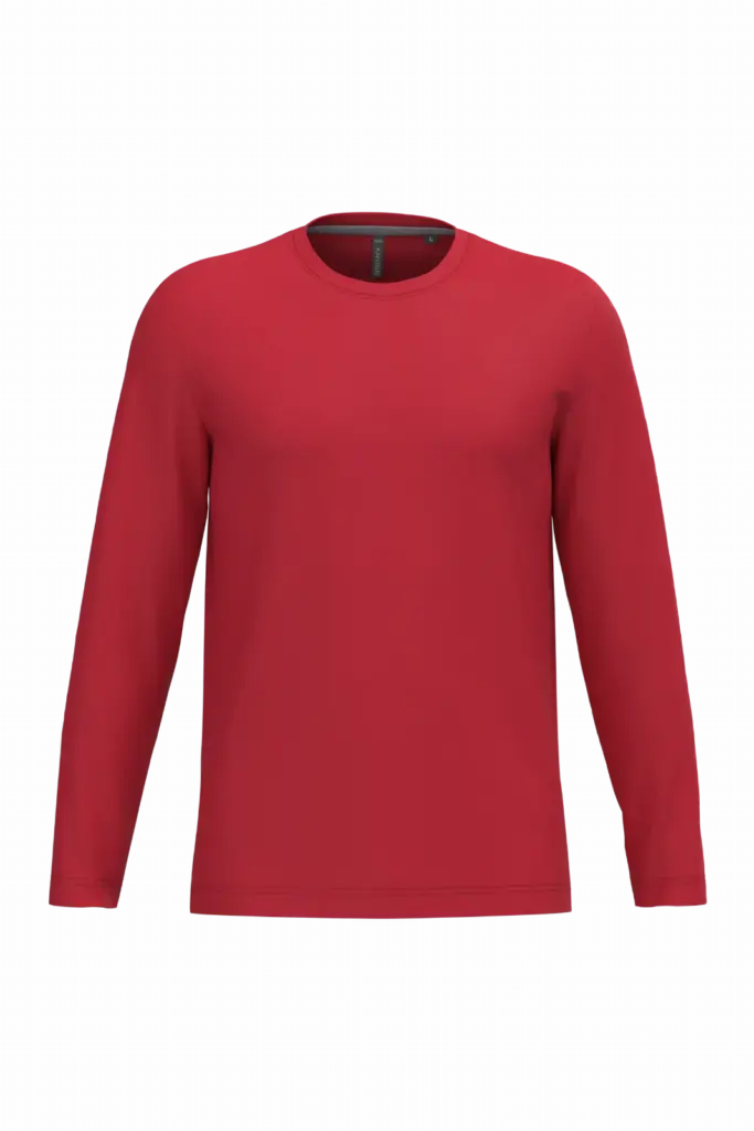 PS_K359_RED - Hidalgo Langarmshirt bedrucken K359 Rundhals Baumwolle S-4XL — Produktfoto 47