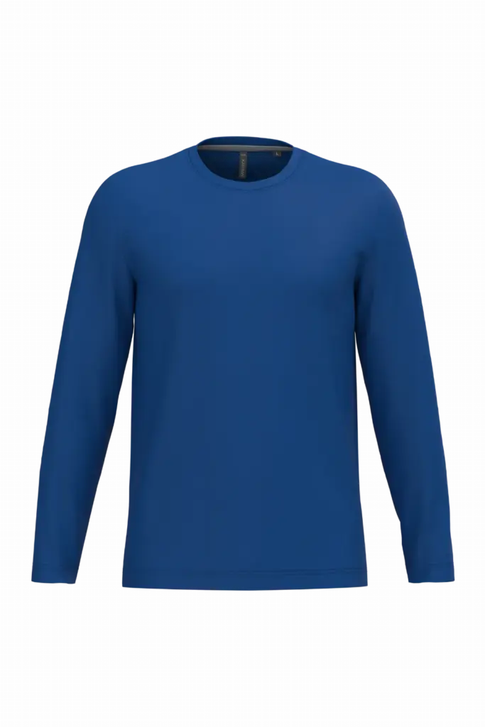 PS_K359_ROYALBLUE - Hidalgo Langarmshirt bedrucken K359 Rundhals Baumwolle S-4XL — Produktfoto 48