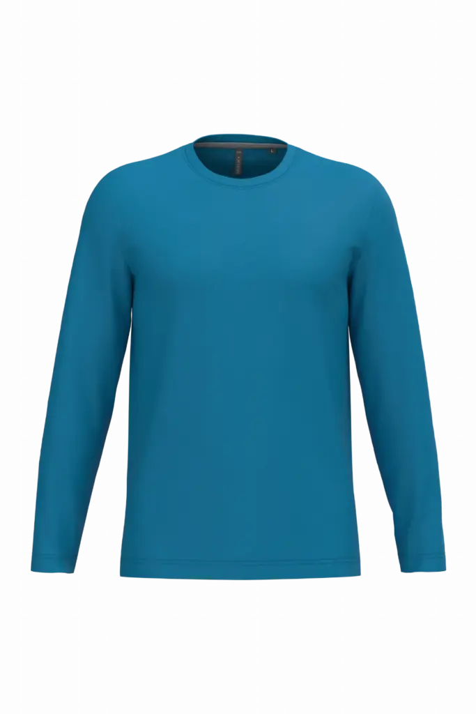 PS_K359_TROPICALBLUE - Hidalgo Langarmshirt bedrucken K359 Rundhals Baumwolle S-4XL — Produktfoto 50