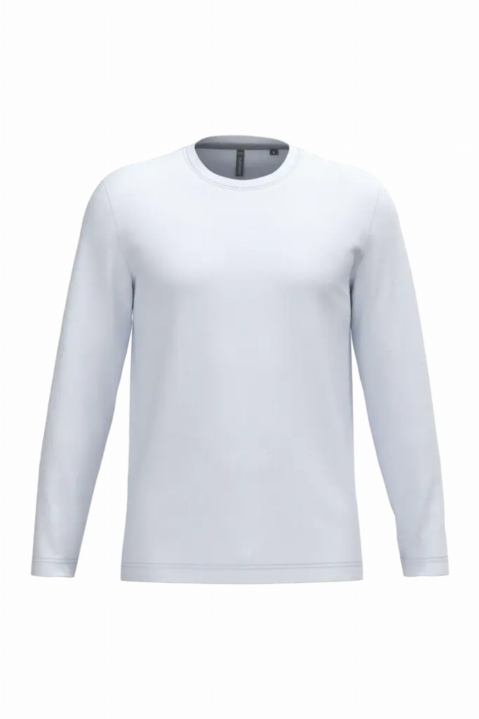 PS_K359_WHITE - Hidalgo Langarmshirt bedrucken K359 Rundhals Baumwolle S-4XL — Produktfoto 51
