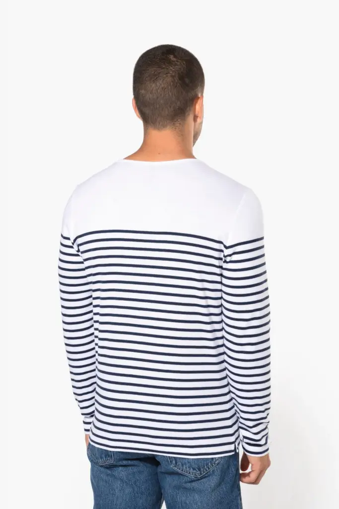 K366-02_2025 - Hidalgo-werbeartikel Gestreept heren-T-shirt lange mouwen — productfoto 2