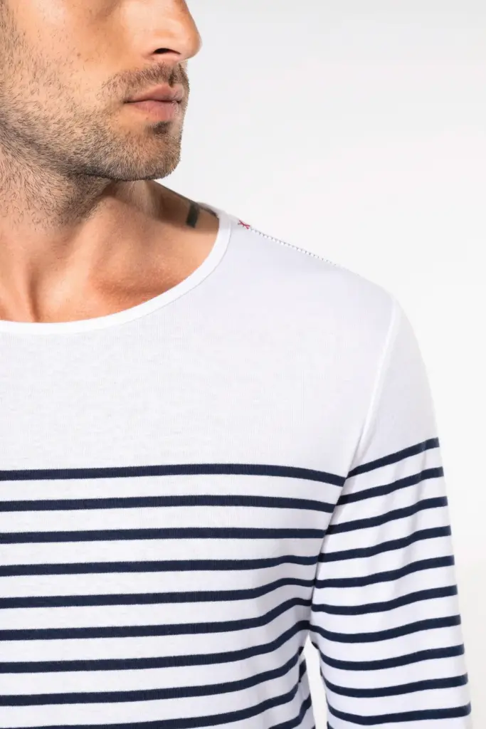 K366-06_2025 - Hidalgo-werbeartikel Gestreept heren-T-shirt lange mouwen — productfoto 3