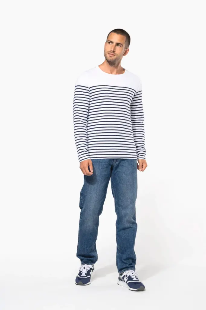 K366-04_2025 - Hidalgo-werbeartikel Gestreept heren-T-shirt lange mouwen — productfoto 7
