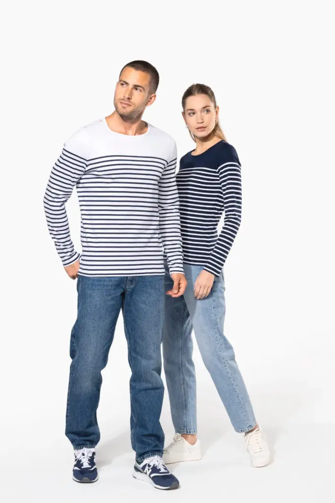 Gestreept heren-T-shirt lange mouwen — productfoto 10