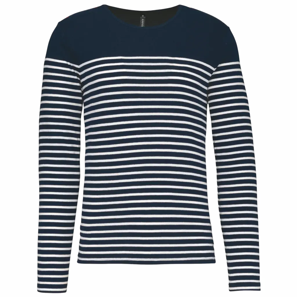 PS_K366_NAVY-WHITESTRIPES - Hidalgo-werbeartikel Gestreept heren-T-shirt lange mouwen, navy / white stripes — productfoto 12