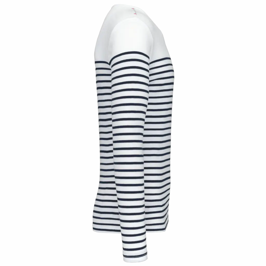 PS_K366-S_WHITE-NAVYSTRIPES - Hidalgo-werbeartikel Gestreept heren-T-shirt lange mouwen, white / navy stripes — productfoto 14