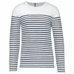 PS_K366_WHITE-NAVYSTRIPES - Hidalgo-werbeartikel Gestreept heren-T-shirt lange mouwen, white / navy stripes — productfoto 15