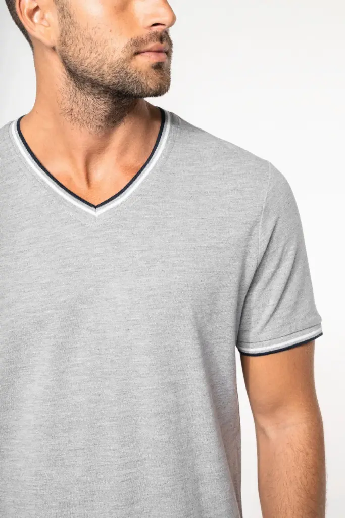 Heren-T-shirt piqué V-hals — productfoto 3