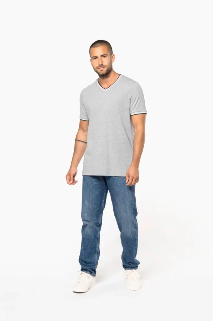 Heren-T-shirt piqué V-hals — productfoto 7