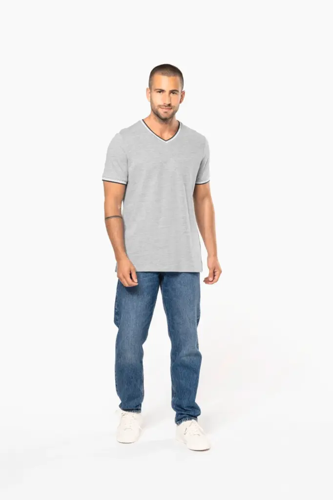 Heren-T-shirt piqué V-hals — productfoto 8
