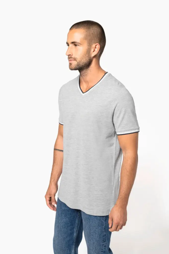 Heren-T-shirt piqué V-hals — productfoto 9