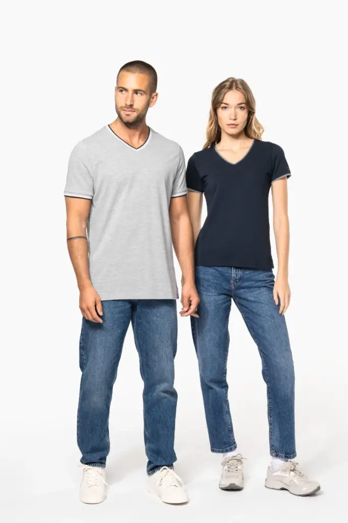 Heren-T-shirt piqué V-hals — productfoto 10