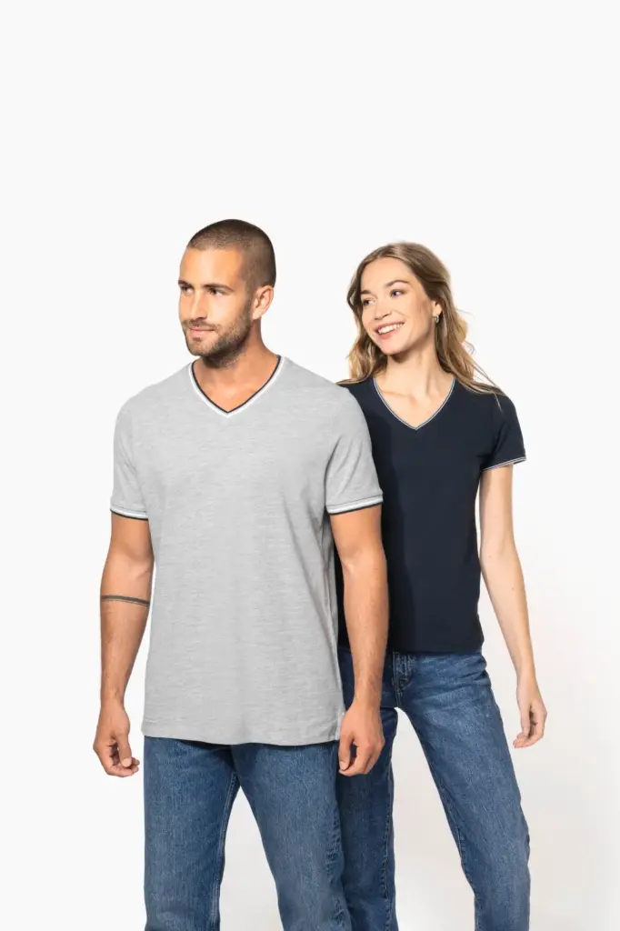 Heren-T-shirt piqué V-hals — productfoto 11