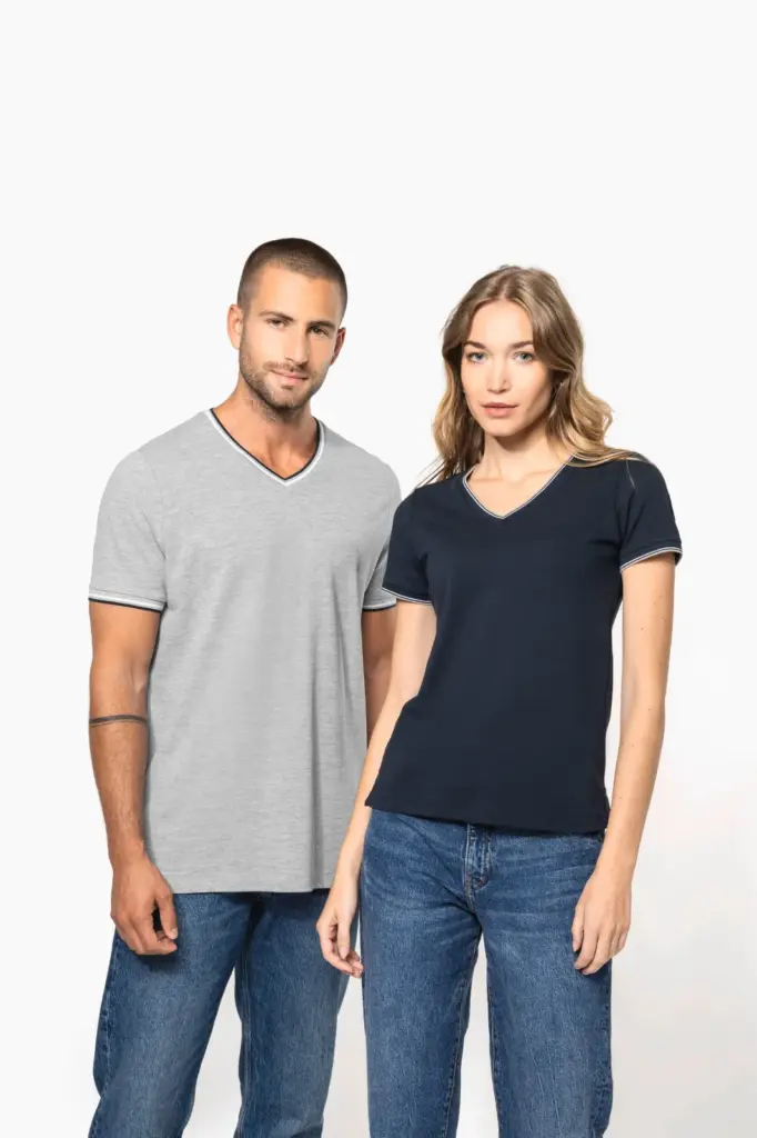 Heren-T-shirt piqué V-hals — productfoto 12