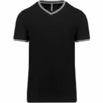 Heren-T-shirt piqué V-hals, black / light grey / white — productfoto 14