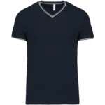 Heren-T-shirt piqué V-hals, navy / light grey / white — productfoto 17