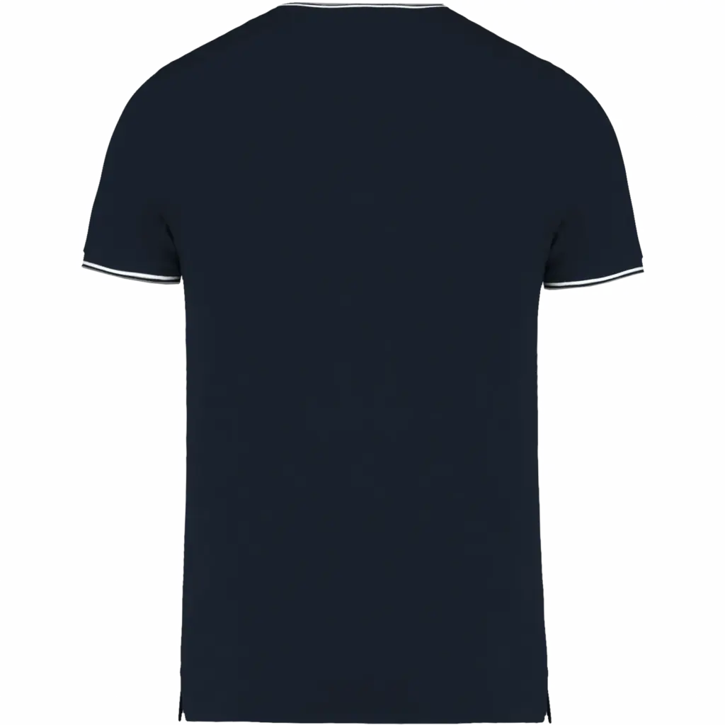 Heren-T-shirt piqué V-hals, navy / light grey / white — productfoto 18