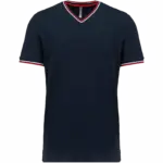 Heren-T-shirt piqué V-hals, navy / red / white — productfoto 20