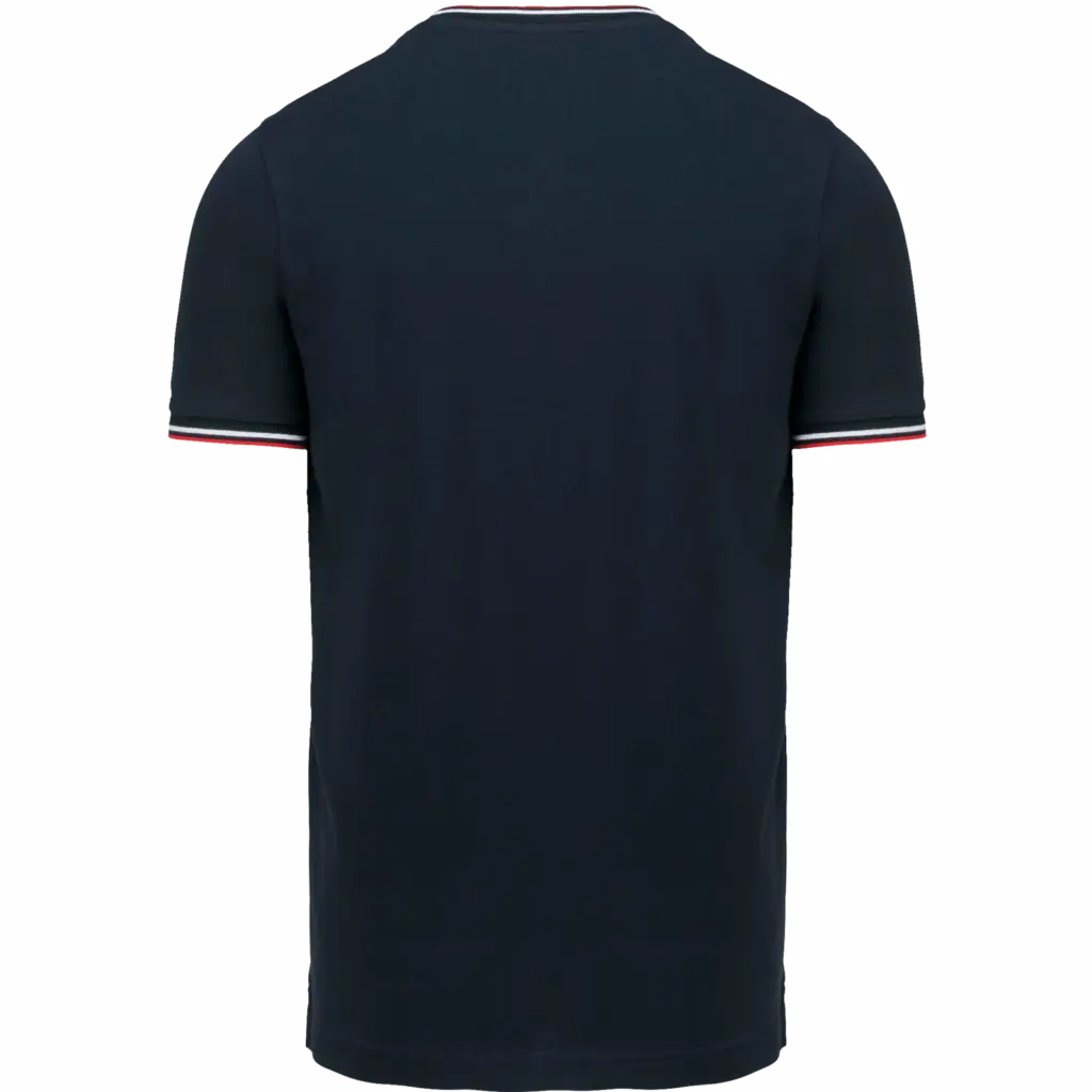 Heren-T-shirt piqué V-hals, navy / red / white — productfoto 21