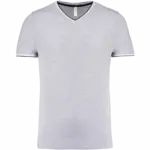 Heren-T-shirt piqué V-hals, oxford grey / navy / white — productfoto 23