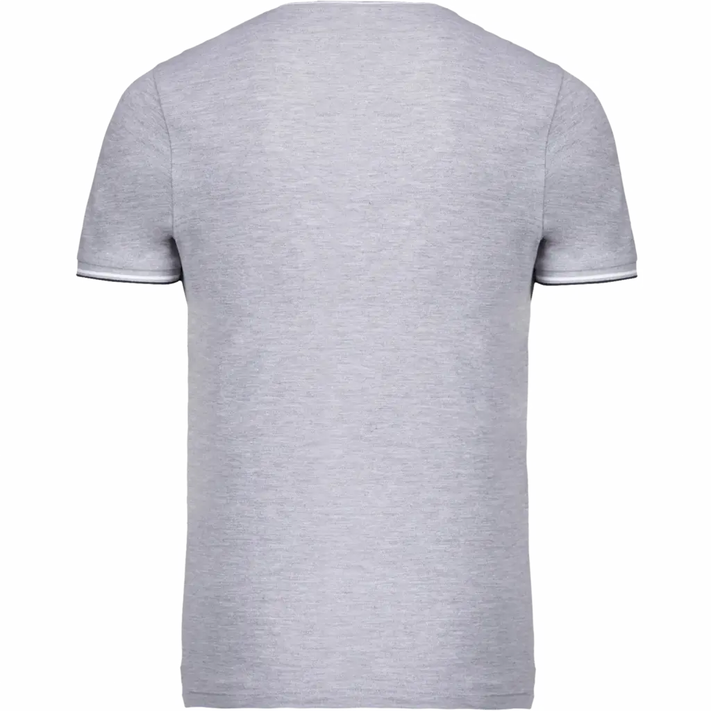 Heren-T-shirt piqué V-hals, oxford grey / navy / white — productfoto 24