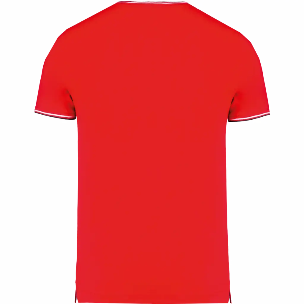 Heren-T-shirt piqué V-hals, red / navy / white — productfoto 27