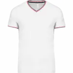 Heren-T-shirt piqué V-hals, white / navy / red — productfoto 29
