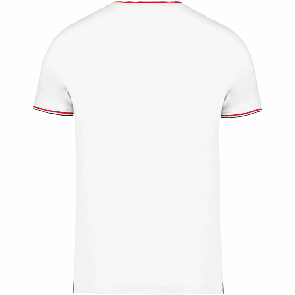Heren-T-shirt piqué V-hals, white / navy / red — productfoto 30