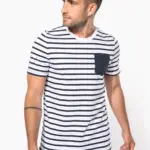 Gestreept T-shirt met zak en korte mouwen