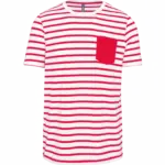 Gestreept T-shirt met zak en korte mouwen, white / red stripe — productfoto 4