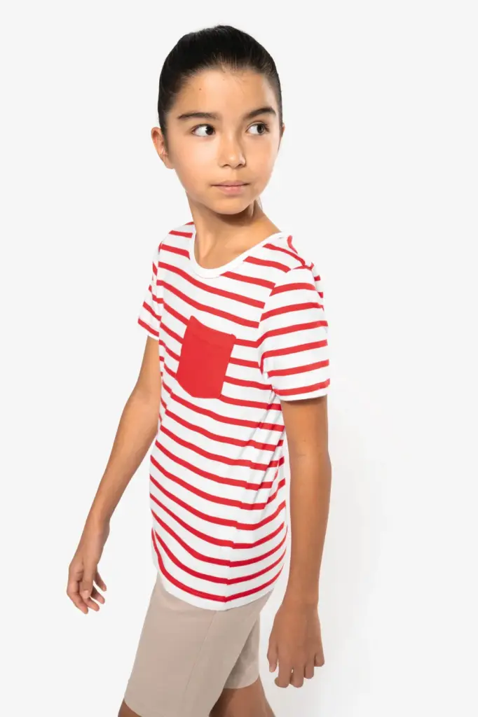 Gestreept T-shirt met borstzakje kids