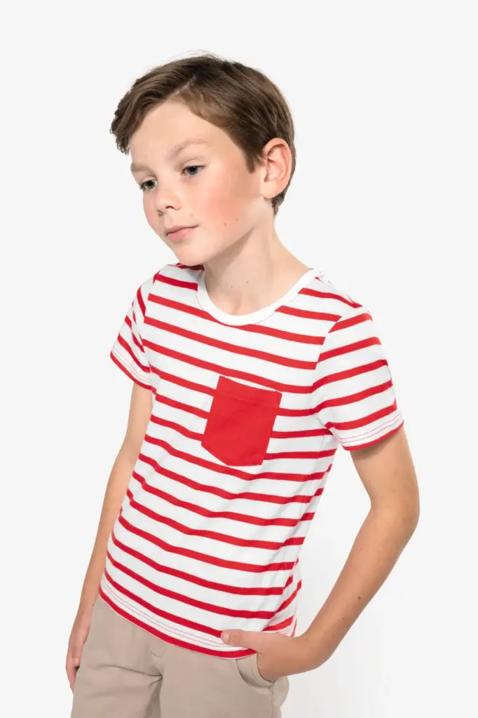 Gestreept T-shirt met borstzakje kids — productfoto 3