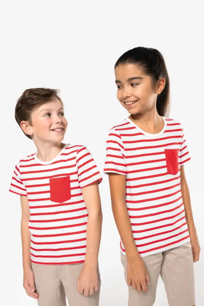 Gestreept T-shirt met borstzakje kids — productfoto 9