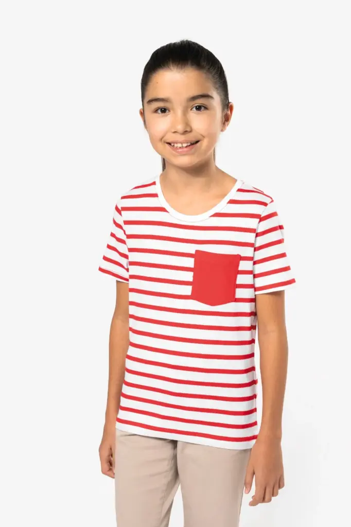 Gestreept T-shirt met borstzakje kids — productfoto 11