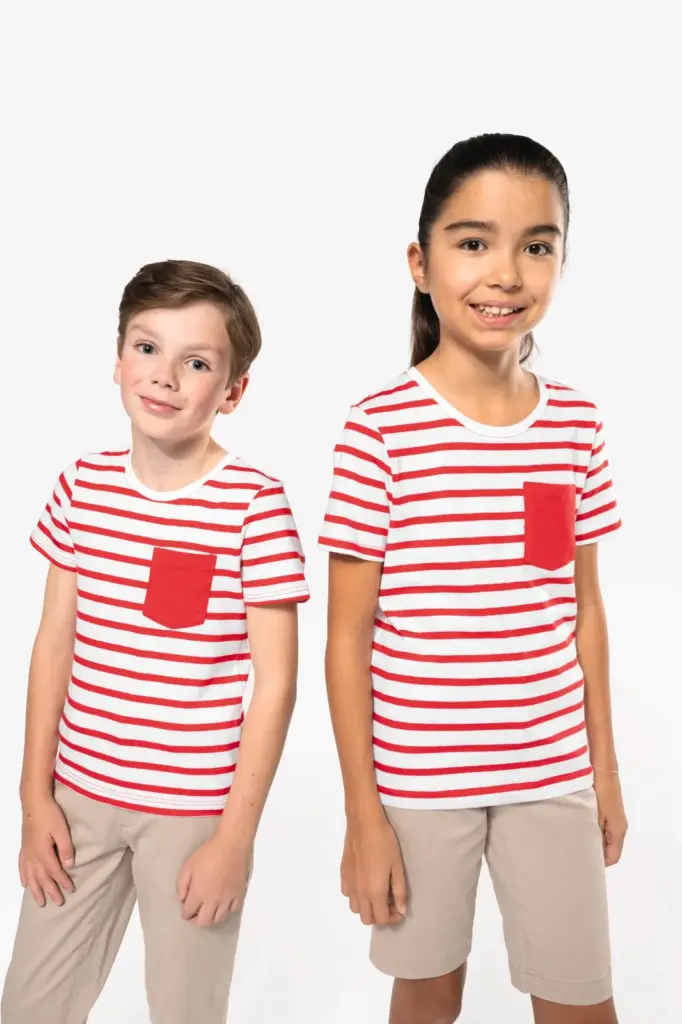 Gestreept T-shirt met borstzakje kids — productfoto 12