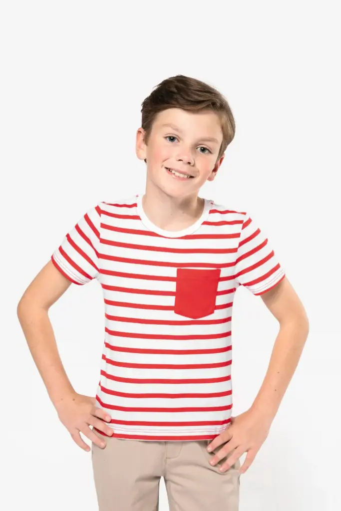 Gestreept T-shirt met borstzakje kids — productfoto 13