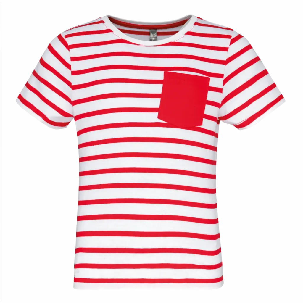 Gestreept T-shirt met borstzakje kids, white / red stripe — productfoto 18