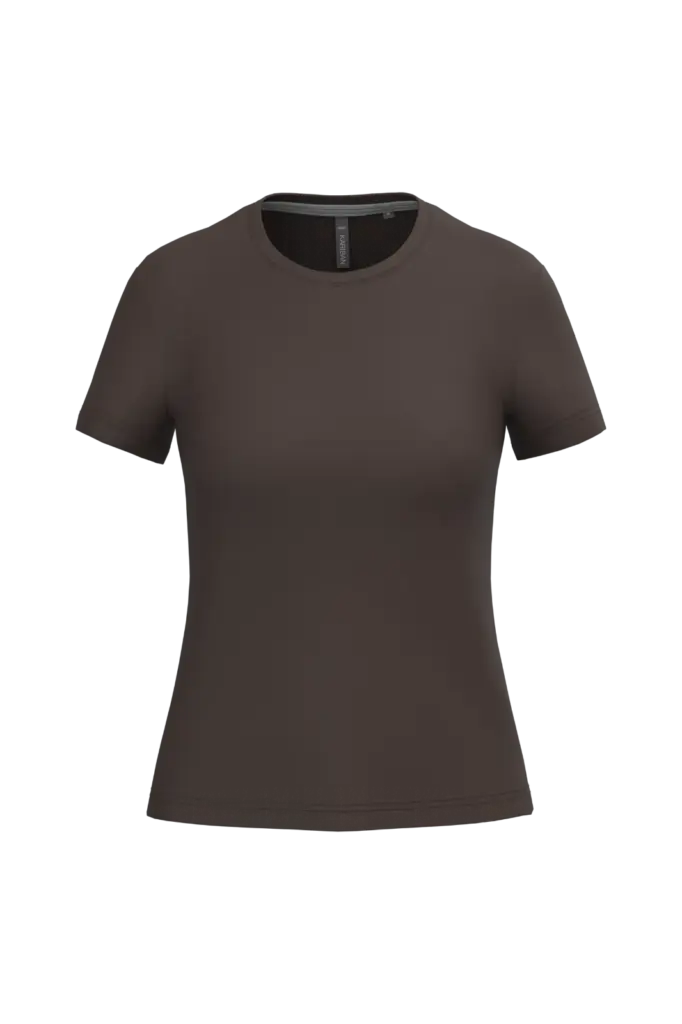 Dames T-shirt ronde hals korte mouwen, chocolate — productfoto 14