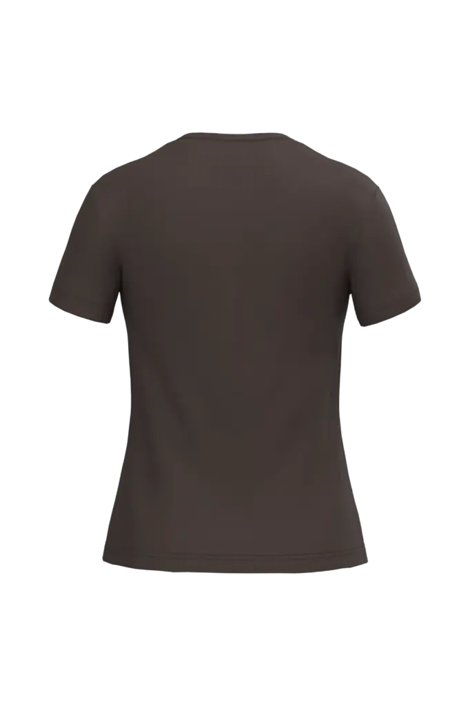 Dames T-shirt ronde hals korte mouwen, chocolate — productfoto 15
